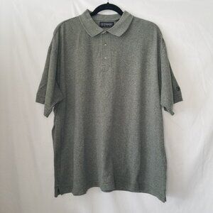 Reebok Golf Mens L Heather Olive Green Short Knit Cotton Sleeve Polo Shirt Logo